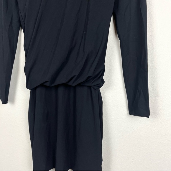 T Alexander Wang Black Stretch Jersey Long Sleeve Ruched Twist Mini Dress - Picture 4 of 7
